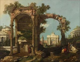 Ruiner og figurer, Romas utkant nær Cecilia Metellas grav, ca. 1750-1775